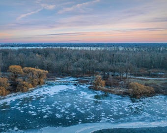 Detroit Sunset Aerial Print: Belle Isle State Park, Michigan