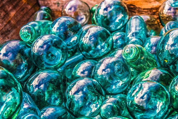 Fishing Float Glass Balls Photo, Vintage Fishing Glass Print