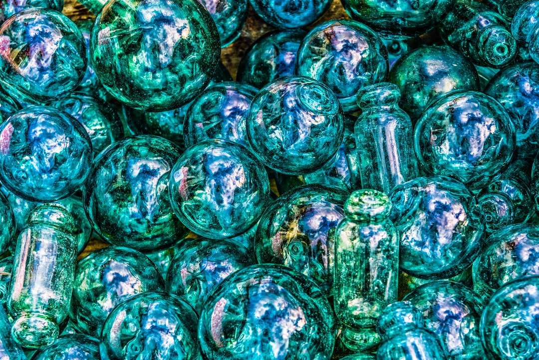 Fishing Float Glass Balls Photo, Vintage Fishing Glass Balls Print