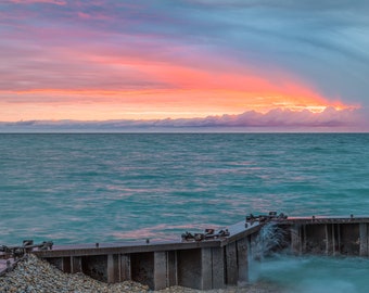 Blue Waters Sunset Lake Michigan | Metal Beach Photo Wall Art | Fine Art Print | Colorful Coastal Art | Point Betsie View | Lg Beach Print