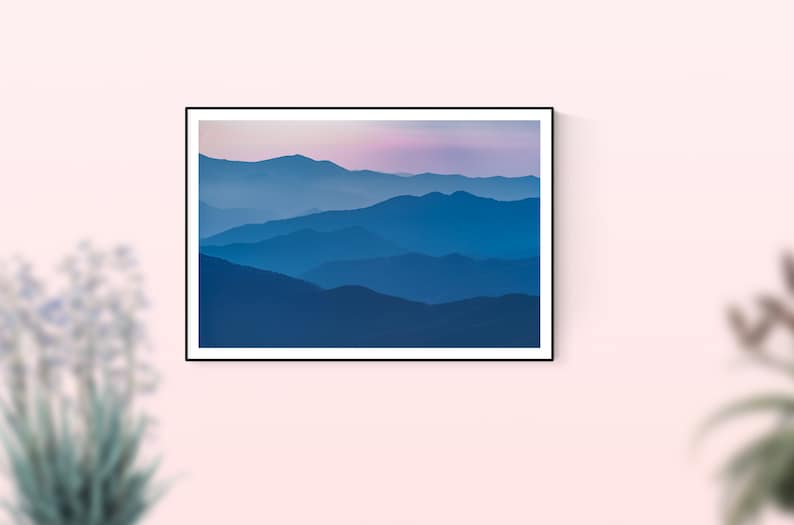Smoky Mountains Print, Mountain Art, Sunset Print, Smokey Mountains Print, Smokey Mountains Sunset image 1