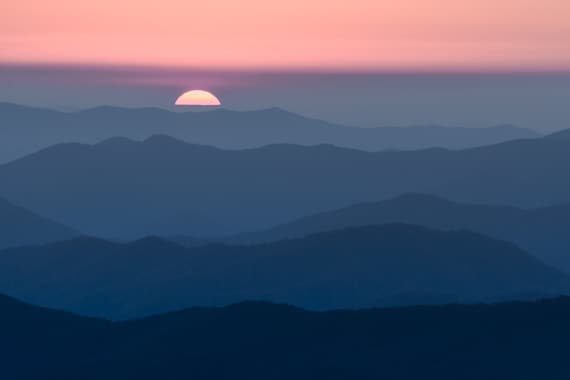 Great Smoky Mountains Print, Mountain Art, Sunset Print, Smokey