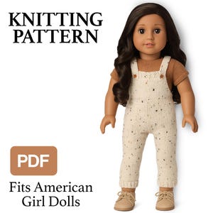 Patrón de tejido en PDF, mono para muñeca de 45 cm, apto para muñecas American Girl, mono de tejido fácil, descarga instantánea, ropa para muñecas AG