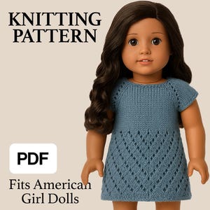 Wzór na sukienkę koronkową do robienia na drutach dla lalek 18" | Pasuje do lalek American Girl | Pobierz plik PDF | Ubranka dla lalek DIY | Wzór na sukienkę dla lalek dzierganych