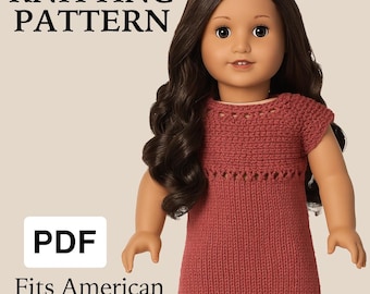 Knitting Pattern Dress for American Girl Doll | 18 Inch Doll Clothes PDF | Easy Top Down Circular Knit | Doll Clothes Pattern | DIY Outfit