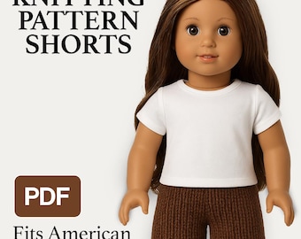 18" Doll Wide Leg Shorts Knitting Pattern: Easy Seamless Summer Outfit (PDF Download)
