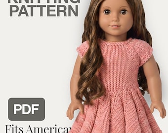 Sun Dress Knitting Pattern for 18" Dolls | Fits American Girl®, Our Generation® | Seamless, Easy PDF Pattern for Summer Outfit, AG Knitwear