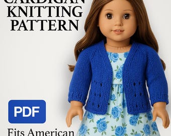 American Girl Doll Cardigan Knitting Pattern PDF, 18 Inch Doll Clothes, Easy Top Down Sweater, Knit Doll Outfit, DIY PDF Tutorial Pattern