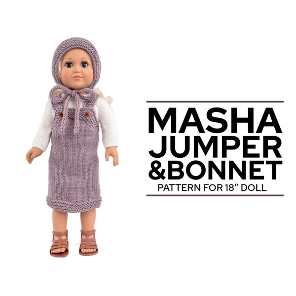 Masha Jumper & Bonnet For 18" Dolls such as American Girl Knitting Pattern PDF, 18" Doll Clothes , Knitting Pattern for American Girl Doll