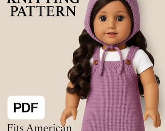 Knitted Doll Jumper & Bonnet Pattern: Fits 18" American Girl Dolls (PDF Pattern
