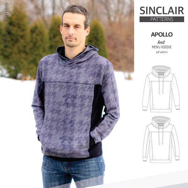 Apollo knit colorblocked hoodie for men (PDF) / pdf sewing pattern