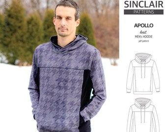 Apollo knit colorblocked hoodie for men (PDF) / pdf sewing pattern