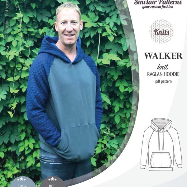 Raglan hoodie for men / raglan top for men pdf sewing pattern with a tutorial / instant download