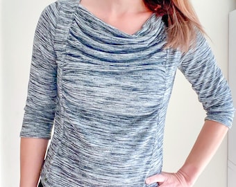 Cowl neck ruched front top - pdf sewing pattern (digital download)
