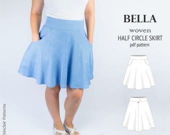 Half circle skirt sewing pattern pdf /PDF sewing patterns for women /  sewing pattern with pdf sewing tutorial