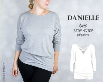 Batwing knit top sewing pattern pdf /PDF sewing patterns for women /  sewing pattern with pdf sewing tutorial