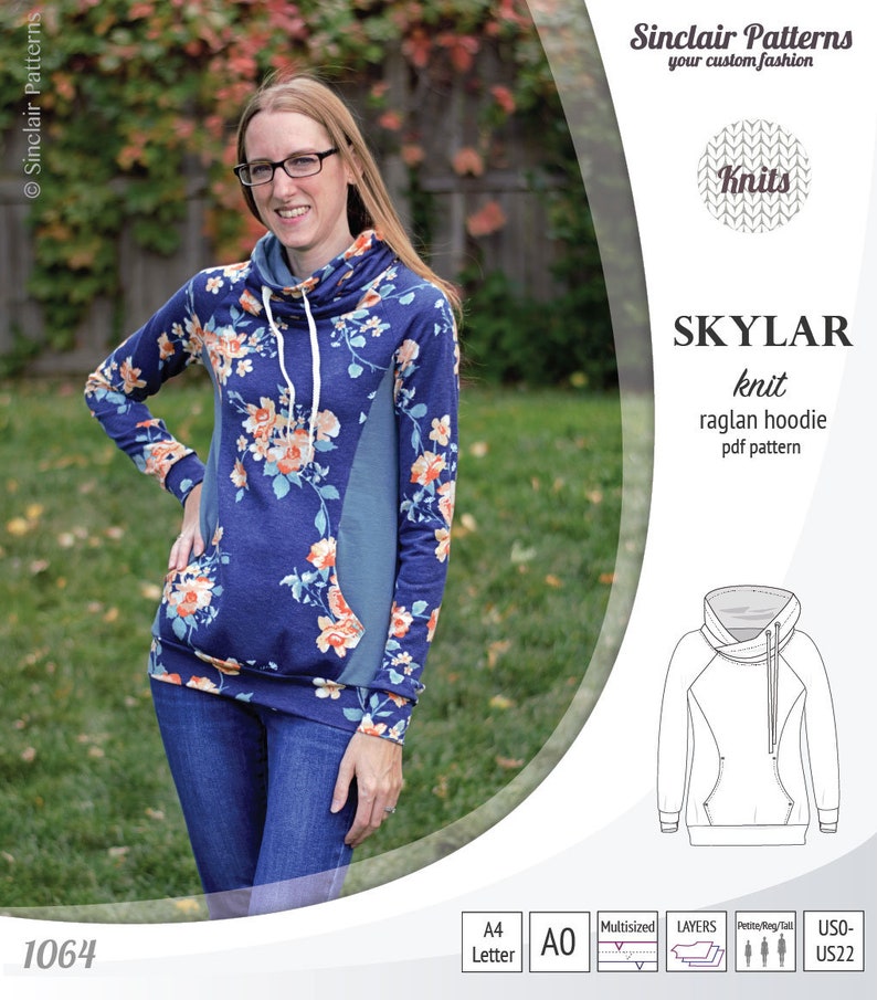 Skylar knit raglan hoodie pdf sewing pattern for women image 5