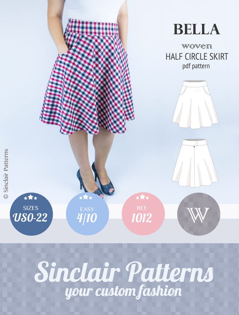 Half Circle Skirt Sewing Pattern Pdf /PDF Sewing Patterns for | Etsy