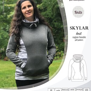 Skylar knit raglan hoodie pdf sewing pattern for women image 9