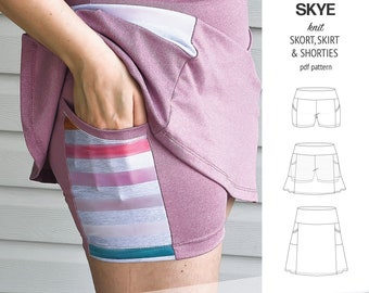 Skye skort, skirt and shorties with pockets (pdf sewing pattern)