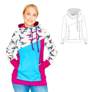 Women's color block hoodie sewing pattern - Lotte by Sinclair Patterns