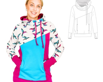 Women's color block hoodie sewing pattern - Lotte by Sinclair Patterns