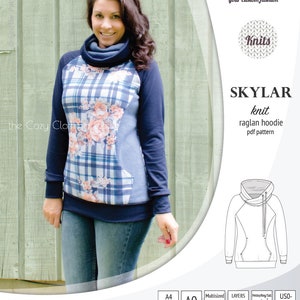 Skylar knit raglan hoodie pdf sewing pattern for women image 2