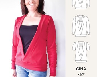 Pdf sewing pattern - Gina pullover with a faux underlay