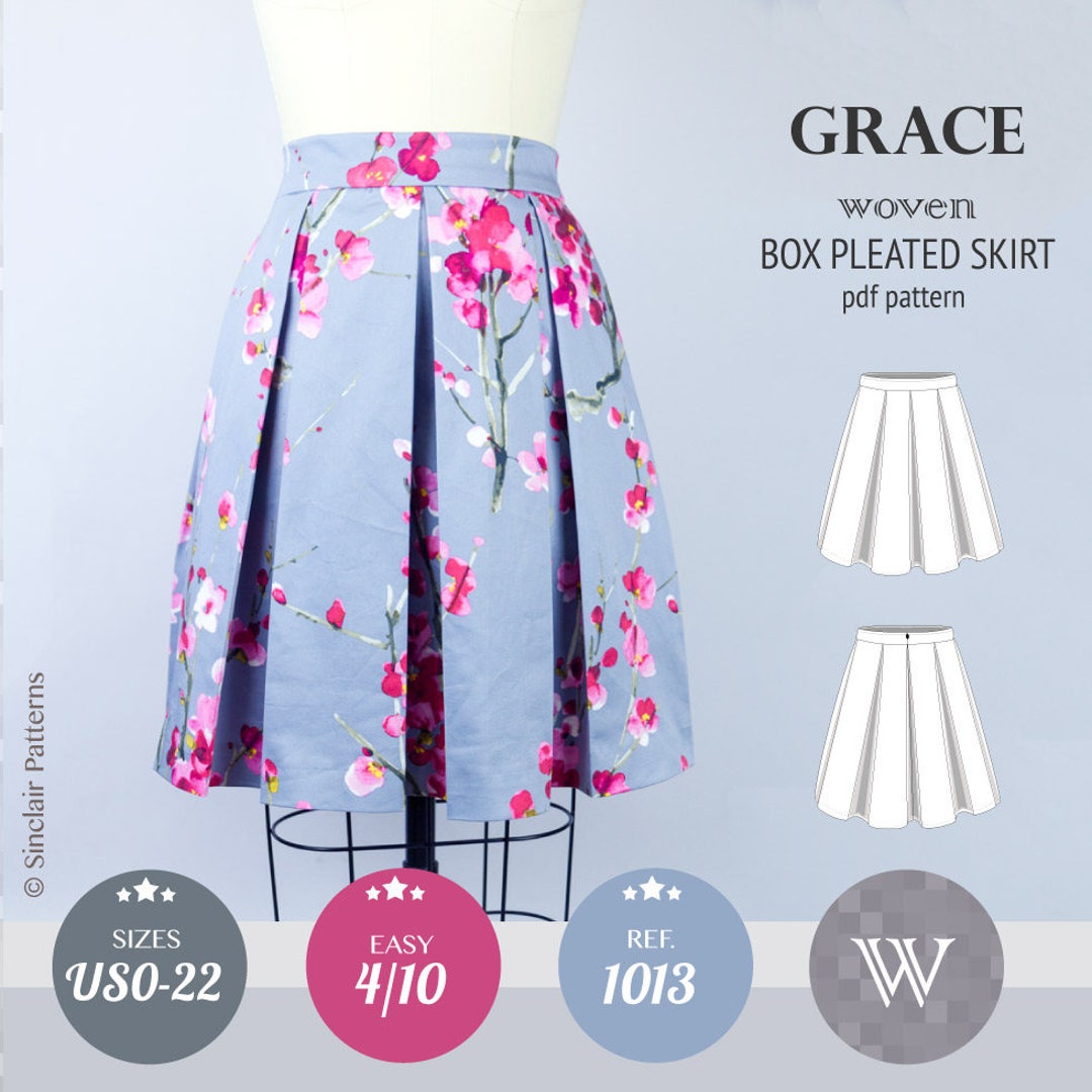 Box Pleated Skirt Sewing Pattern Pdf /PDF Sewing Patterns for