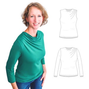 Chloe draped shoulder top with a high cowl neck (PDF)