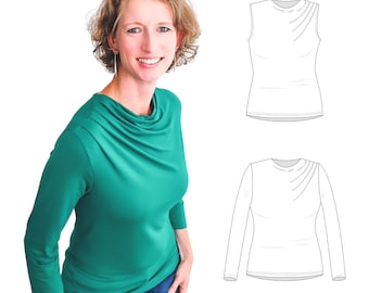 Chloe draped shoulder top with a high cowl neck (PDF)