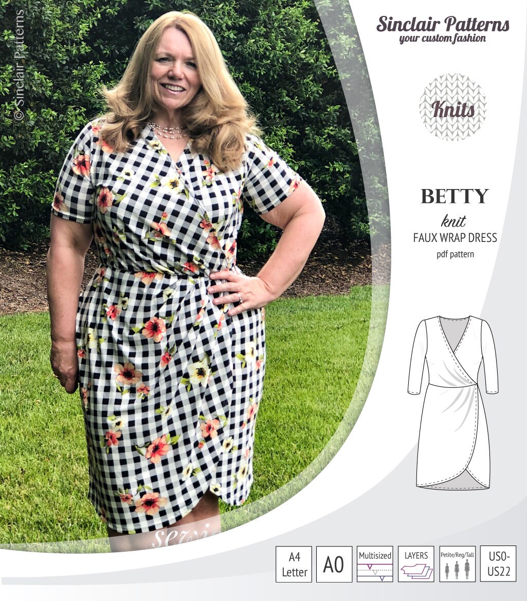 Knit Wrap Dress and Top Pdf Pattern Dress Pattern Sewing Etsy UK