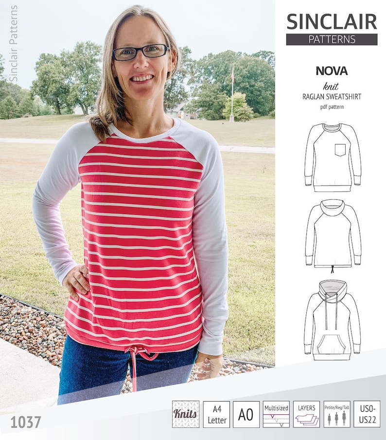 Nova Knit Raglan Sweatshirt for Women pdf Sewing Pattern - Etsy