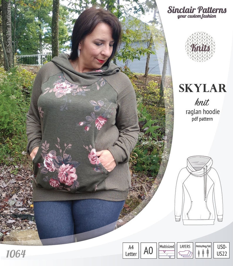 Skylar knit raglan hoodie pdf sewing pattern for women image 7