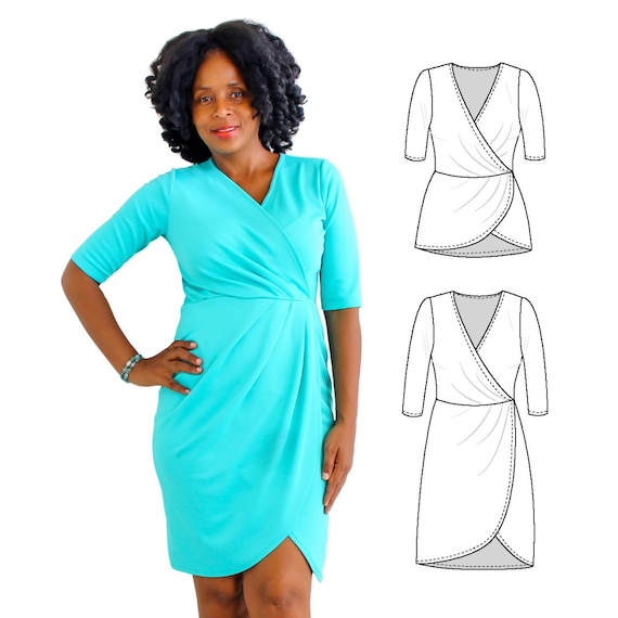 Knit Faux Wrap Dress & Top Sewing Pattern (PDF Download) - Etsy Knit Faux Wrap Dress & Top Sewing Pattern (PDF Download) - Etsy