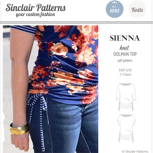 Knit drawstring top pdf pattern / top pattern / sewing pattern for women with pdf sewing tutorial / instant download