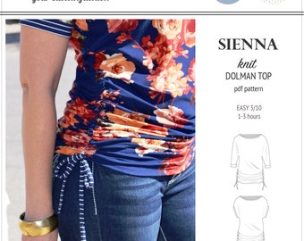 Knit drawstring top pdf pattern / top pattern / sewing pattern for women with pdf sewing tutorial / instant download