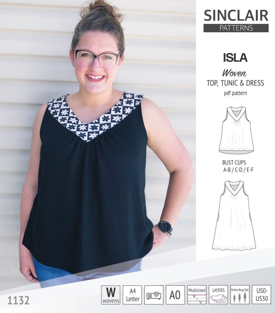 Isla V-neck Top and Dress for Woven Fabrics (pdf Sewing Pattern) - Etsy
