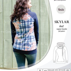 Skylar knit raglan hoodie pdf sewing pattern for women image 3