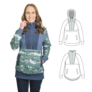 Zip up pullover sewing pattern - Morgan by Sinclair Patterns