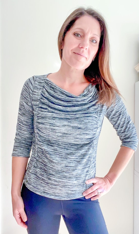 Cowl Neck Ruched Front Top Pdf Sewing Pattern (digital Download