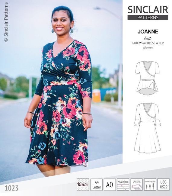 knit faux wrap dress Joanne (pdf sewing pattern) Combo