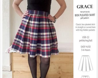 Box Pleated Skirt Sewing Pattern Pdf PDF Sewing Patterns for Women Sewing Pattern With Pdf Sewing Tutorial Etsy