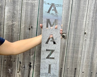 Amazing Vertical Steel Sign, Farmhouse Metal Signs, Word Signs, Word Metal Decor, Word Metal Wall Art