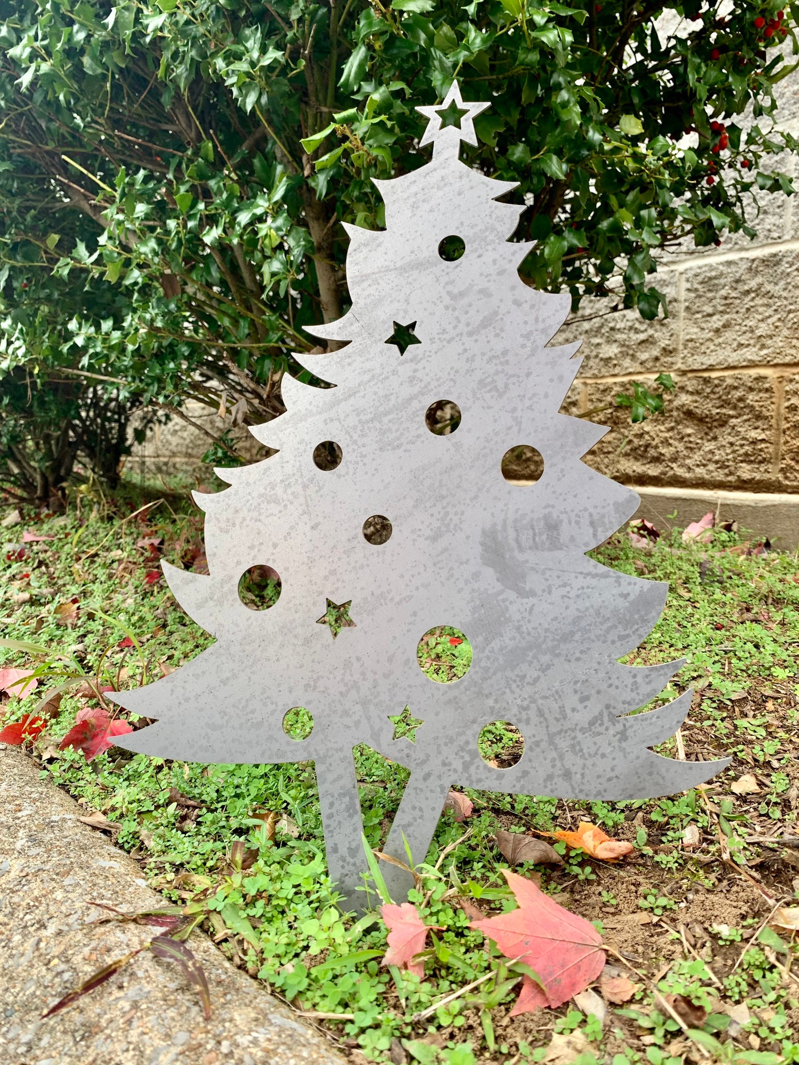 Christmas Tree Yard Art Metal Yard Art Garden Signs Holiday Etsy