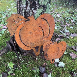 Rusty Pumpkin Yard Art, Fall Yard Art, Metal Yard Stakes