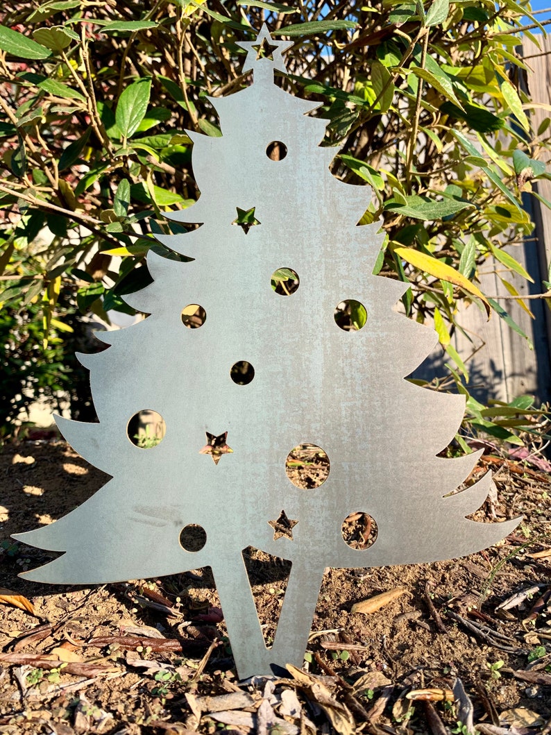 Christmas Tree Yard Art Metal Yard Art Garden Signs Holiday Etsy