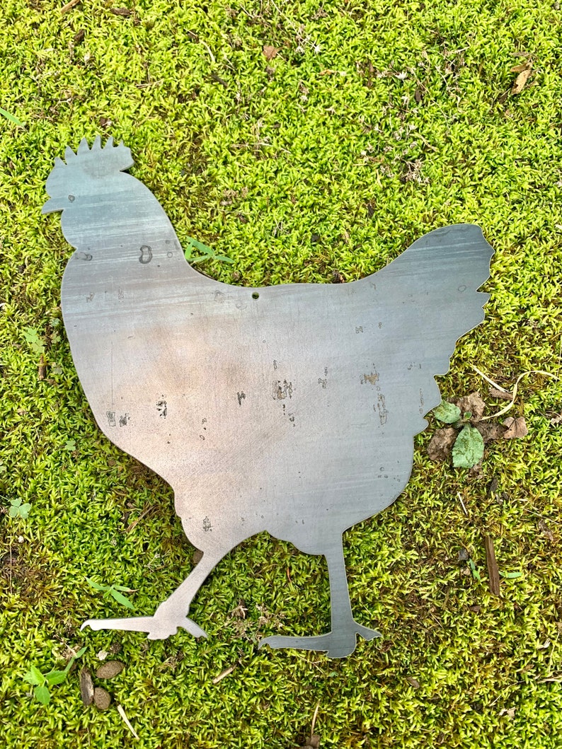Metal Chicken Wall Art Steel Chicken Farmhouse Decor Etsy