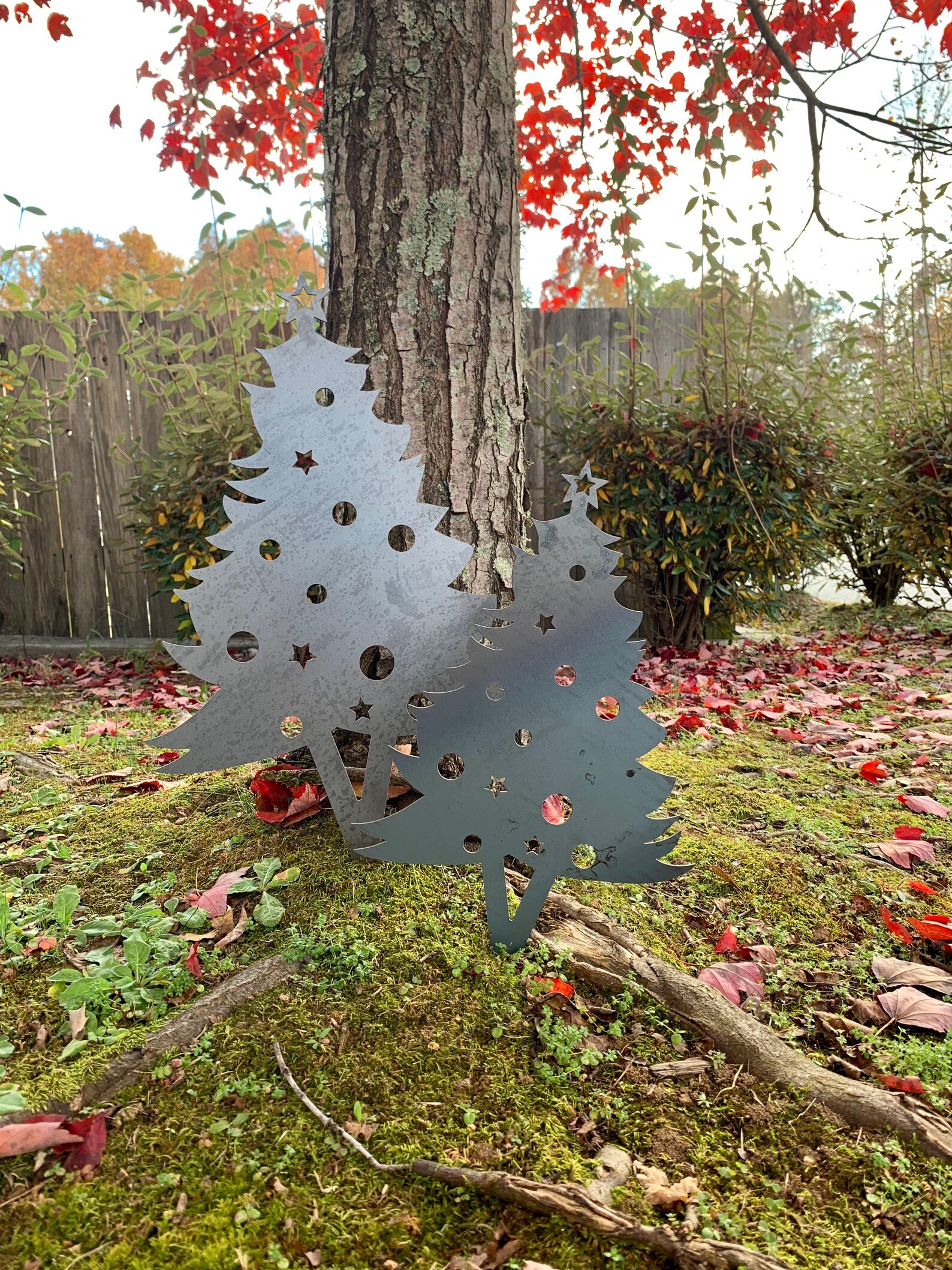 Christmas Tree Yard Art Metal Yard Art Garden Signs Holiday Etsy