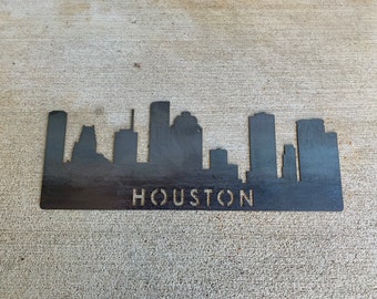 Houston Texas Custom Skyline Steel Sign, Houston Metal Sign, Cityscape, Metal Skyline